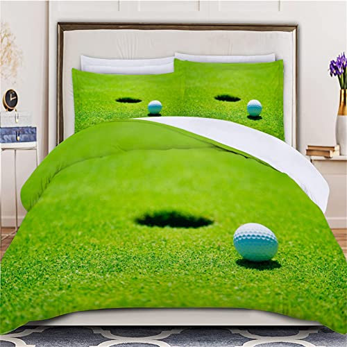 Kinder Bettwäsche Set Golf Bettwäsche 135x200 cm Jungen Bettbezug für Mädchen Kids Microfaser Himmlische Qualität Betten Set mit 1 Kissenbezug 80x80cm Einzelbett 2