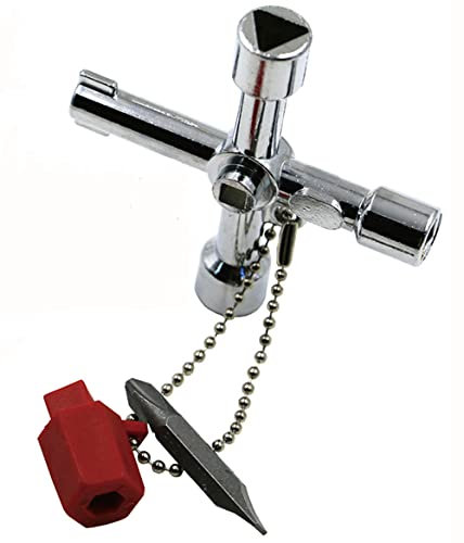 Multi-Functional Spanner Key 4 Ways Utility Key Triangle Cabinet Spanner Key Socket Keys Emergency Lift Door Lock Keys for Opening Electric Water Gas Meter Box Cupboard Cabinet (B)