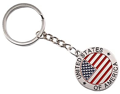 YEHJDSMD Metal US flag keychain American Flag Key chains us flag metal keychain Metal Star Stripe USA United States of America American National Flag Keyring Key Chain 4th of July Party Gifts