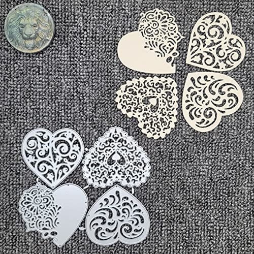 4 Stück/Set Herz-Metall-Stanzformen, Spitze, Blumen, Herzen, Liebhaber, Hochzeit, Stanzschablonen für DIY, Scrapbooking, Foto, dekorative Prägepapier-Stanzformen für Scrapbooking, Kartenherstellung