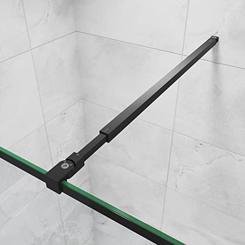 Barre de stabilisation extensible 73-120cm pour douche à l'italienne, barre de fixation en aluminium Noir Mat