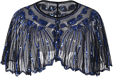 SPORTARC Vintage Boutique Schal mit Perlen und Pailletten, 1920er-Jahre, Retro-Schal, Flapper, Dekoration, Abendparty, Umhang