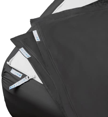 QuickZip Spannbetttuch – inklusive 1 Spannbetttuch und 2 Bettlaken mit Reißverschluss – leicht zu wechseln, springt Nicht ab, Queen-Size-Bettlaken – weiches Perkal 400 TC Baumwoll-Spannbettlaken –