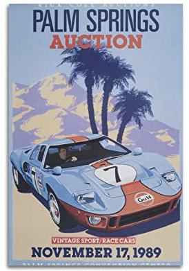 Vintage-Poster für Ford GT40 Rennauto, dekoratives Gemälde, Leinwand, Wand- und Kunstbild, Familien-Schlafzimmer, Dekoration, 30 x 45 cm
