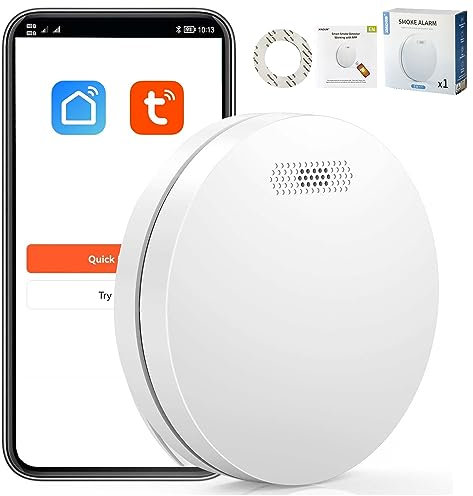 XINDUM Smoke Alarm for Home with10 Years Battery, Smart WiFi Fire Detectors with Tuya App, Real-time Notification to Smartphone