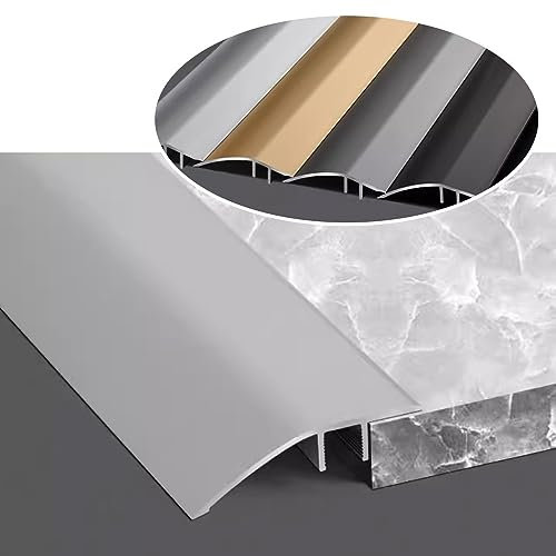 EMISOO Aluminium Übergangsprofil, Boden Übergangsleiste 15mm/20mm Höhenausgleichsprofil, Laminat Zu-Fliesen Übergangsschienen, Breite: 42mm/52mm (Color : Silver, Size : W42mm H15mm)