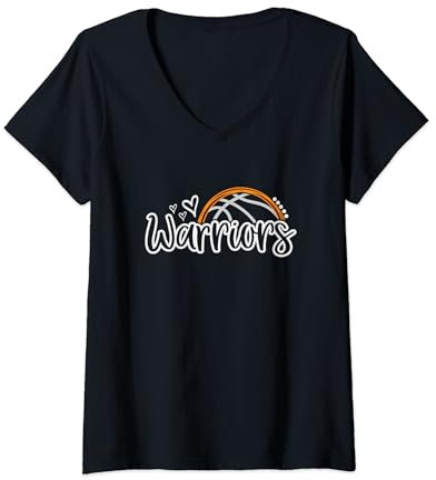 Basketball Warriors Schule Sport Fan Team Spirit T-Shirt mit V-Ausschnitt