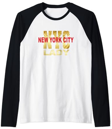 New York City Lady: NYC Girl Top New York City Women Outfit Raglan Baseball Tee