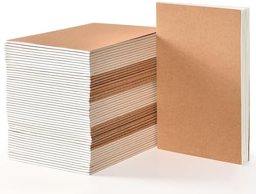 VEESUN Notizbuch A5 Blanko Seiten: 50er Pack Notizblock Skizzenbuch Kraft Cover Notizheft für Kinder und Erwachsene Tagebuch für Schule Büro Reisen Zeichnen Back to School Geschenk