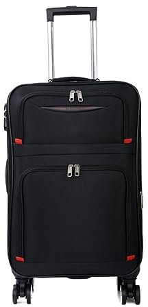 REEKOS Kabinenkoffer Koffer Rollkoffer Softside-Gepäck Mit Spinnerrädern, Schwarz, Erweiterbares Softside-Handgepäck Reisekoffer Handgepäck