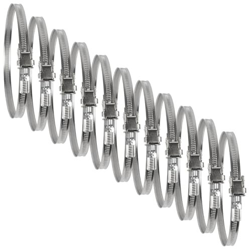 4 Inch Ducting Clamp - 10 Pieces of Adjustable Stainless Steel Duct Hose Clamps with Worm Gear - Wide Diameter Range Fastener for Flexible Ducting (Pack of 10)