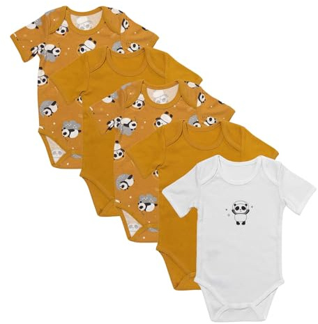 schlummersack Kurzarm Baby Body Set aus 100% Bio Baumwolle | 5 Stück Body Baby - Sommer Babybody Kurzarm Bio Baumwolle | Baby Bodys in verschiedenen Größen und Designs