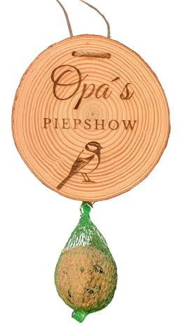 DwieDeko® Geschenk für den Bester Opa, lustige Geschenke für Männer Geburtstag aus Holz für den Garten, Opas Piepshow zum Aufhängen, Meisenknödelhalter für Wildvögel klein, Männergeschenke