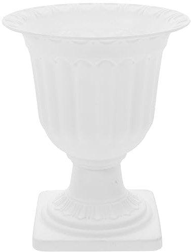 Toddmomy Plastic Urn Planter, Wedding Centerpiece Urn Greek Column Statue Roman Pillar Flowerpot Plastic Detachable Planter Pedestal Vase for Patio Yard Pathway, White