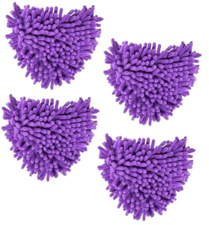 4Pcs Multi-Purpose Triangular Mop Heads, Mini Microfiber Mop Brush Head Replacement for Triangle Spin Mop for Wall Ceiling Floor Cleaning 16x16CM Purple