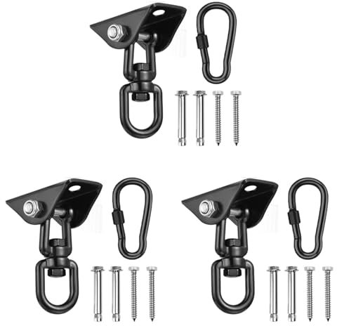 Vklopdsh 3X Haken Eine Der Decken Hängender Sessel 360 ° Drehbarer Schaukel Bügel 450 Kg Schaukel Haken für Boxen Sack, Hängematte, Yoga Usw