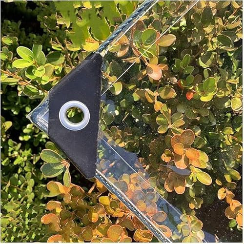 Bâche étanche Transparente 420g/m², 0.3mm Epaisse Multifonction PVC Protection Baches avec œillets, pour Piscine, Jardin, Voiture, Mobilier, Inclure Corde et Serre-câbles (1.5x6M)