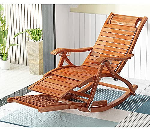 2-in-1-Liege-/Schaukelstuhl, bequemster Faltbarer Strandschaukelstuhl aus Holz, tragbarer Liegestuhl, Outdoor-Schaukel zum Entspannen für Terrassendeck, Garten, Hinterhofdeck (D)
