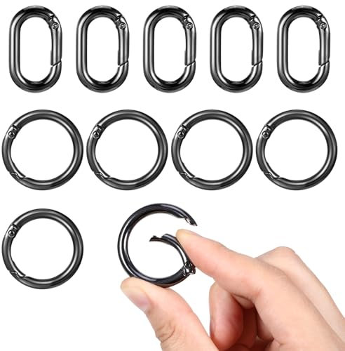 10 Stück Ovaler & Runder Karabiner, Schlüsselanhänger Ringe Mini Karabinerhaken Frühling O-Ring mit Schnappverschluss Schlüsselring DIY Zubehö für Handwerk Schlüssel Organisation Geldbörsen