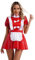 Yhong Dienstmädchen Kostüm Lack Und Leder Damen Französisch Maid Kostüm Sissy Kleid Mit Schürze Zimmermädchen Schürze Uniform Dessous Outfit Rot B 4XL