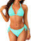 Neckholder-Bikini-Set für Damen, Zweiteiliger Triangel-Badeanzug, zum Binden von 2025, niedliche Bademode, Türkis/Ausflug, einfarbig (Getaway Solids), Medium