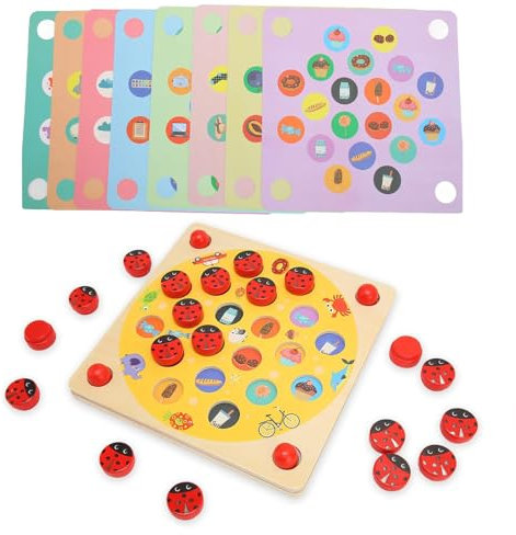ChaneeHann Kinder Gedächtnisspiel Marienkäfer Garten,Holzspielzeug mit 16 lustigen Motiven für Kinder für 3, 4 und 5 Jahre alt. Pädagogisch geprüft,Konzentration Merkfähigkeit spielerisch fördern!