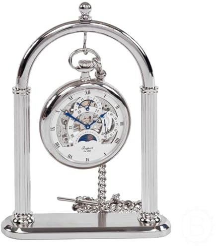 TAURISH Ständer für Taschenuhren, Vollbogen, Chrom, Metallhalter für Taschenuhren, antike Uhren und Sammlerstücke, Chrom-Finish (Uhr nicht im Lieferumfang enthalten)