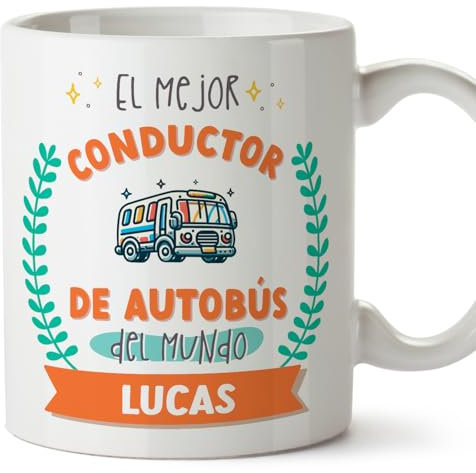 MUGFFINS Tazas Personalizadas para CONDUCTOR DE AUTOBÚS hombre - En Español - Mejor del mundo - Con dibujo - 11 oz / 330 ml - Regalo Personalizable original y divertido