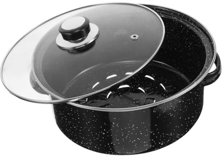 BRIGHTFUFU Cooking Pan Casserole Dish Lid Cast Barbecue Pot Versatile Roasting for Meat Fish Vegetables Stovetop Grill Pan