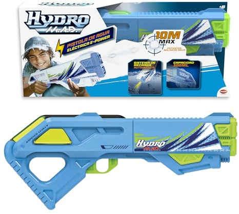 Bizak Hydro M.A.D.Pistola de Agua Azul, Recarga Automática, Tamaño Grande, Alcance de 10m, Juguete para Juego al Aire Libre, Niños y Niñas +8 Años, (62001150)