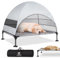 CJYMMFAN Cuccia rialzata per cani da esterno con tetto, pieghevole con piedini antiscivolo, tenda per cani da esterno con grande ombra, per il campeggio, il giardino, la spiaggia e la piscina