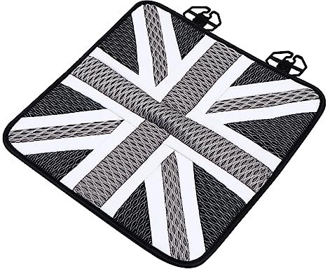 TOPBATHY Eisseiden Autositzkissen Universell Atmungsaktiv Kühlend Für Jahreszeiten Mit Dekorativem Union Flag Muster