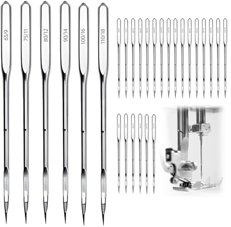 ASIRYVA 80 Pcs Universal Heavy Duty Sewing Machine Needles, 6 Sizes (65/9 75/11 80/12 90/14 100/16 110/18), Compatible with Singer, Brother, Varmax Home Sewing Machines