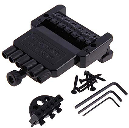 arlote 1 Set 6 String Saddle Headless Guitar Bridge Tailpiece Black for Electric Guitar Parts Replacement