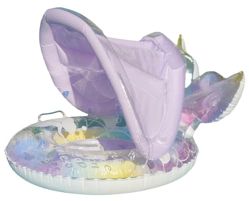 Starnearby Salvagente Gonfiabile per Bambini, Salvagente Galleggiante, Anello Gonfiabile con Parasole, Sedia Galleggiante per Bambini (A-viola)