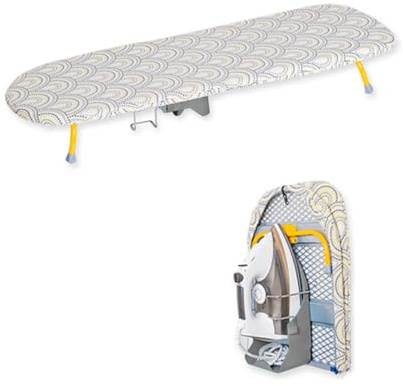 NEWFUN Bügelbrett Klappbar, Tischbügelbrett Klappbar, Tischbügelbrett, Klappbare Tischbeine für Platzersparnis, Kompaktes Bügelbrett mit Bügeltischhalter, Bügeln Schnell und Einfach, Grau,89x33cm