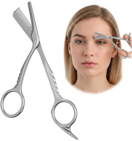 Nogeqi Augenbrauenschere, Edelstahl Augenbrauen Schere mit Kamm, Precision Augenbrauen Trimmer für Augenbraue und Wimpern, Eyebrow Scissors für Damen und Herren