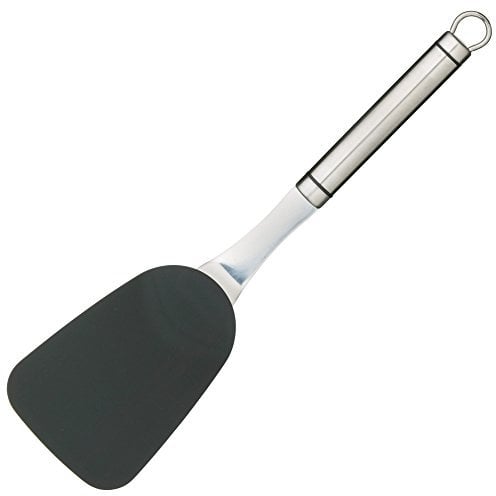 KitchenCraft Professional Fish Slice with Stainless Steel Handle, Anti-Scratch Nylon, 32 cm, Silver/Black