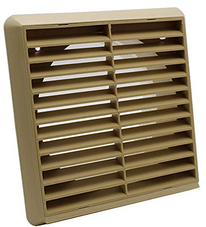 Kair Beige Louvred Grille 183mm External Dimension with Round 150mm - 6 inch Rear Spigot - Wall Ducting Air Vent
