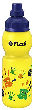 Fizzii Kinder- und Freizeittrinkflasche 330 ml (auslaufsicher bei Kohlensäure, schadstofffrei, spülmaschinenfest, Motiv: Hände)