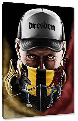 Ultras Dresden Bengalo Format: 60x40, Bild auf Leinwand XL, fertig gerahmt