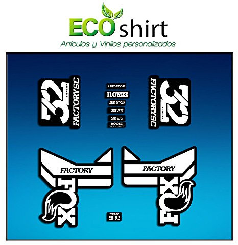 Ecoshirt VU-RP0C-ZPWC Stickers Fork Fox 32 Factory SC Float 2017 Am87 Autocollants Fourche Gabel Fourche Blanc