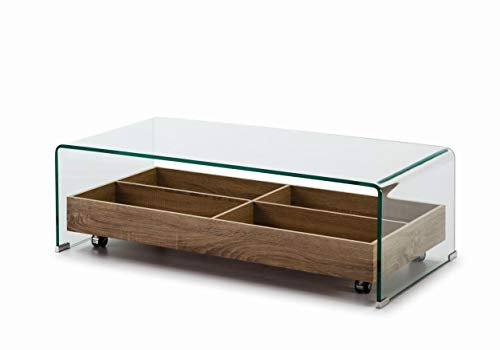 DUGARHOME - Mesas de Centro Cristal - Mesa Cristal/Madera (110x55)