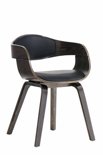 CLP Esszimmerstuhl ergonomisch Kingston, gepolsterte umlaufender Rückenlehne, Kunstlederbezug & Holzgestell, belastbar bis 150 kg, Farbe:schwarz/grau