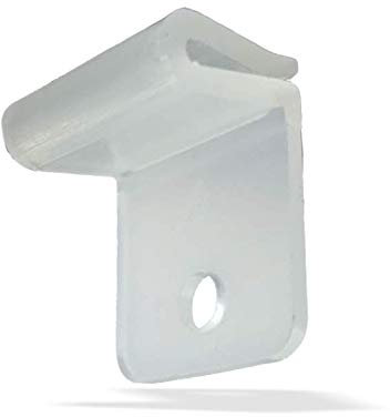 Lot de 100 pinces de plafond pour plafonds à grille / plafonds Odenwald pour profil en T de 24 mm | Languette verticale / 90° | Avec œillet Ø 5,0 mm | Plastique transparent