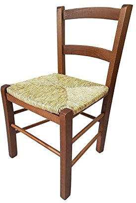 Liberoshopping Sedia della nonna Mezzana in legno di faggio, seduta paglia, 71x33x39 cm (Noce)