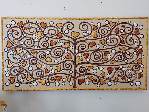 DORON ARTE QUADRO MODERNO ASTRATTO DIPINTO A MANO TELAIO GALLERY BORDI DIPINTI - ALBERO DELLA VITA - 1 metro x50x4 cm -RIF173