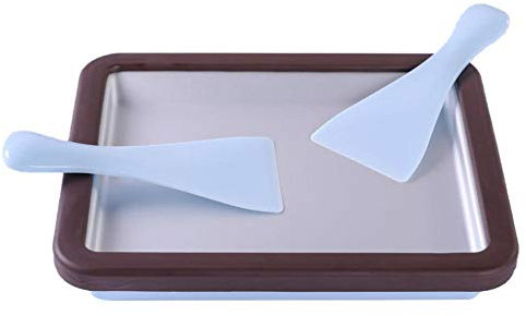 Eiscremebereiter, Lebensmittelqualität DIY Rolled Ice Cream, Rechteck Frozen Yogurt Grill, EIS Roll DIY Maker Pan mit 2 Spateln für gesunde hausgemachte Rolled Ice Cream