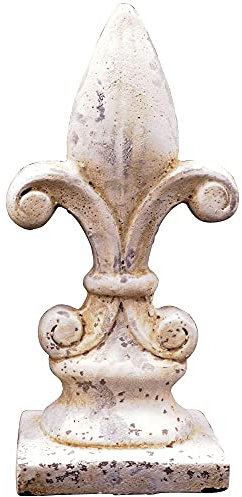 matches21 Dekorative Lilie Fleur-de-Lis Figur Dekofigur Gartendeko Antik Optik Ornament Zement Creme 1 STK 14,5x34 cm