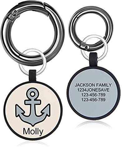Personalisierte Hundemarke zum Gravieren von Haustieren, Silikon, personalisierbar, doppelseitig, solider Kreis, 35 x 33 mm